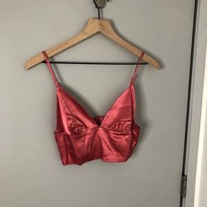 Zara satin pink crop top